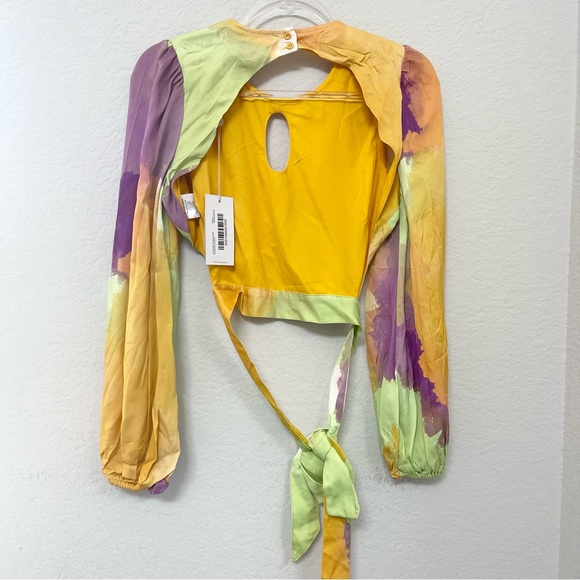 The Wolf Gang Levisa Key Hole Top Green Purple Size Small - Picture 4 of 5